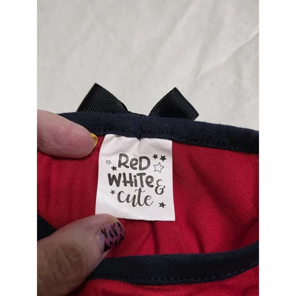 Red, White, Cute Dog Dress Size Small